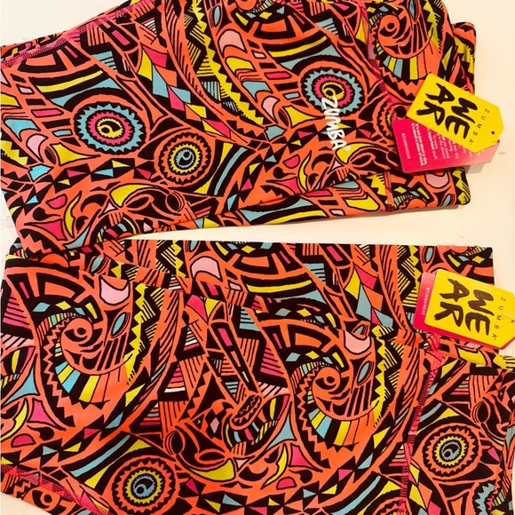Zumba Beach Baller Bright Orange  Ankle Leggings- Small - Picture 3 of 5